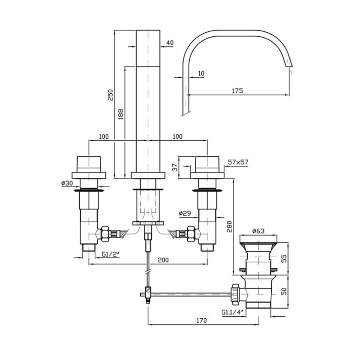 Zucchetti смеситель для раковины на 3 отверстия, aguablu, хром арт. za5416