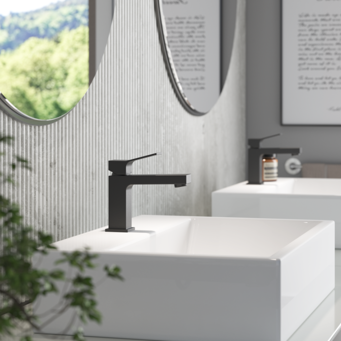 Bossini смеситель однорычажный для раковины c донным клапаном, aki, черный арт. z00707.073