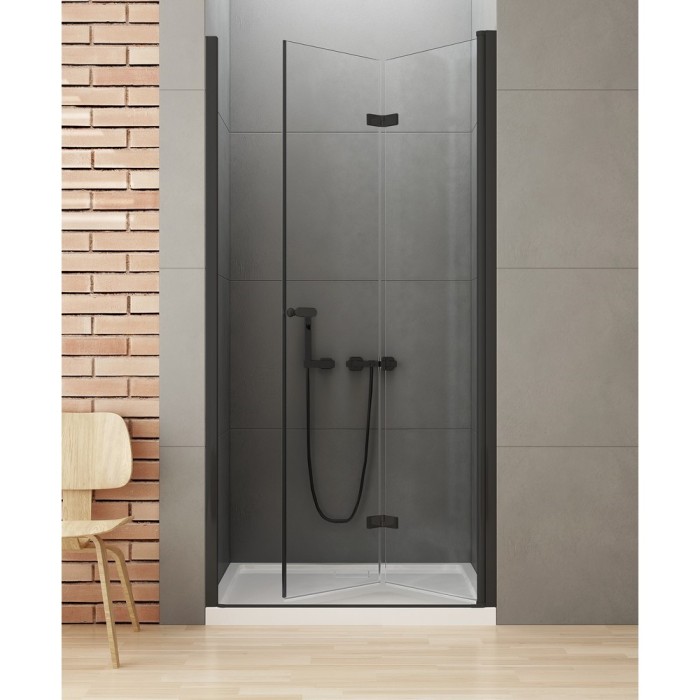 Дверь в нишу складные r 90x195, New trendy New soleo black, черный арт. D-0224A