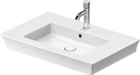 Duravit раковина встраиваемая 490 мм х 750 мм, с отверстием под смеситель, с переливом, white tulip, 2363750000 цвет: белый