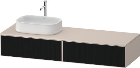 Duravit тумба подвесная с одним вырезом под раковину слева 550 мм х 1600 мм х 281 мм, zencha, ze4814l63830000 цвет: чёрное стекло/серо-коричневый суперматовый
