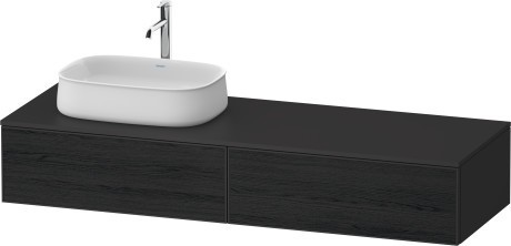 Duravit тумба подвесная с одним вырезом под раковину справа 550 мм х 1600 мм х 281 мм, zencha, ze4814l16800000 цвет: чёрный дуб/графит суперматовый