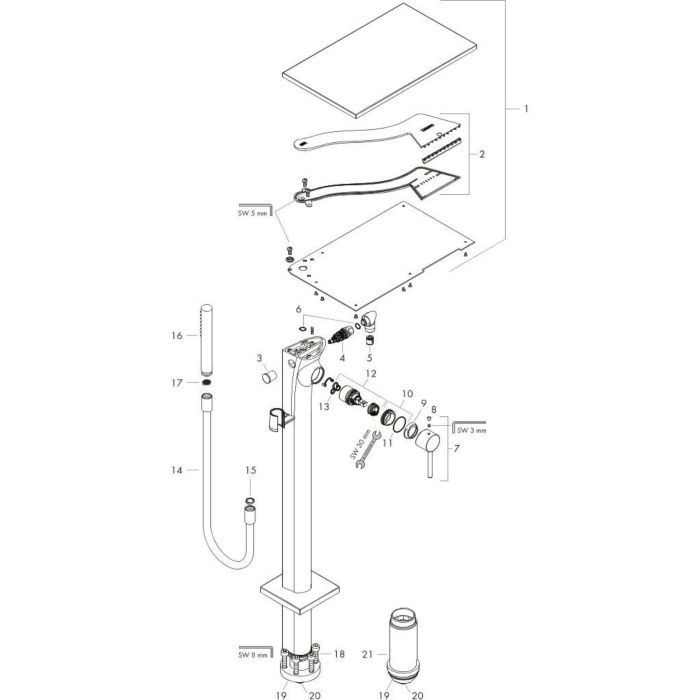 AXOR напольный смеситель для ванны, Massaud, черный арт. 18450340