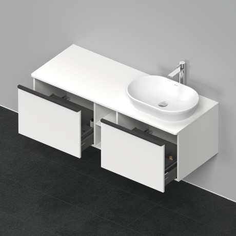Duravit тумба подвесная под раковину справа 1400 мм х 550 мм и открытой полкой, d-neo, de4950r1818 цвет: gres pietra grey opaco
