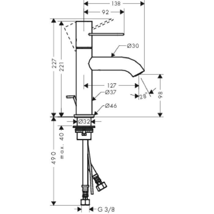 AXOR смеситель для раковины, Uno, полированный черный хром арт. 38023330