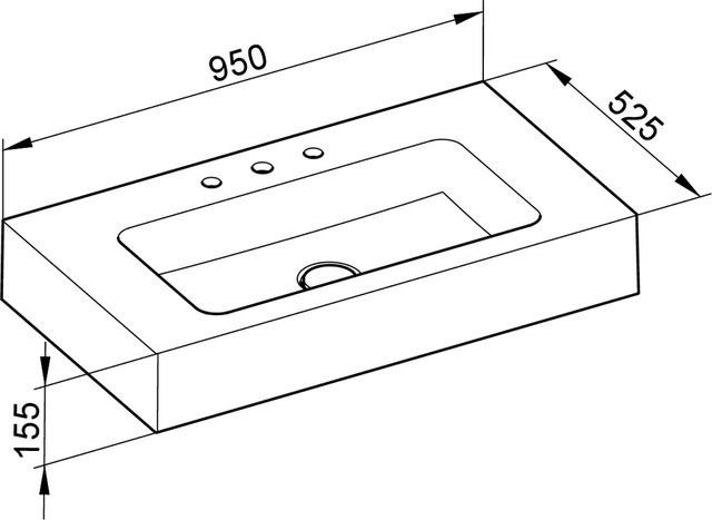 Keuco раковина из минерального литья с тремя отверстиями под смеситель альпийский, edition 300, белый альпийский арт. 30380 310013