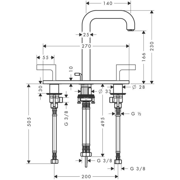 AXOR смеситель для раковины, с рычаговыми рукоятками, Citterio, золото арт. 39136250