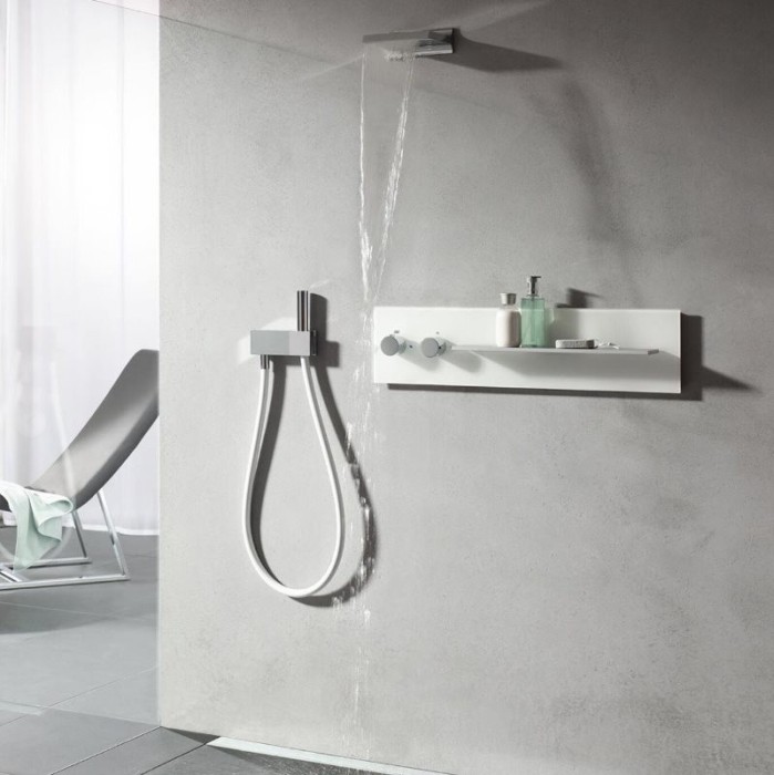 Keuco панель для ванны и душа с термостатом на 2 потребителя рукоятки слева, metime_spa, белый глянцевый арт. 56162 013001