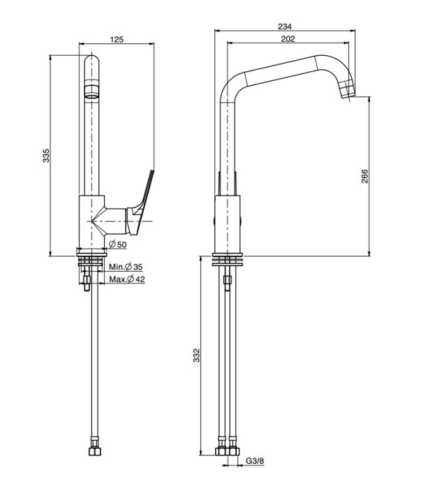 Fima Carlo Frattini смеситель для кухни с двумя гибкими шлангами 370мм, вращающийся излив, kitchen, хром арт. f3767/1rcr