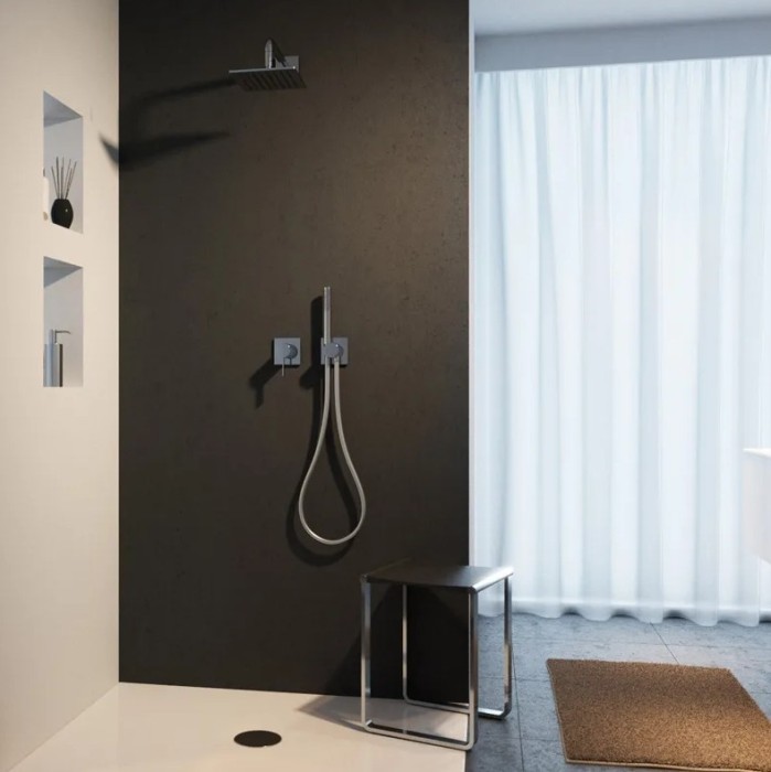 Keuco душевой комплект смеситель, переключатель, держатель, шланг, квадратный верхний душ, ручной душ, ixmo, хром арт. 59603 010002