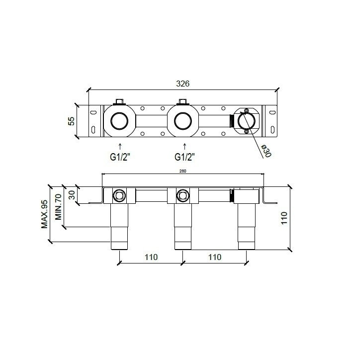 Встраиваемая часть настенного смесителя для раковины, Almar Mixers, арт. E134010