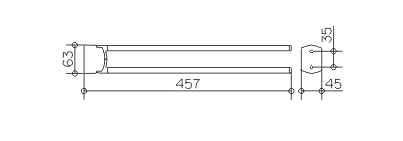 Keuco полотенцедержатель двойной 457 мм, edition palais, хром арт. 40018 010000