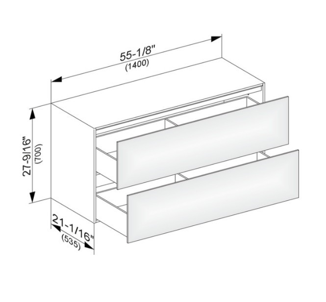 Keuco тумба боковая подвесная с двумя выдвижными фронтами, с внутренней светодиодной подсветкой, edition 11, трюфель арт. 31327 370100
