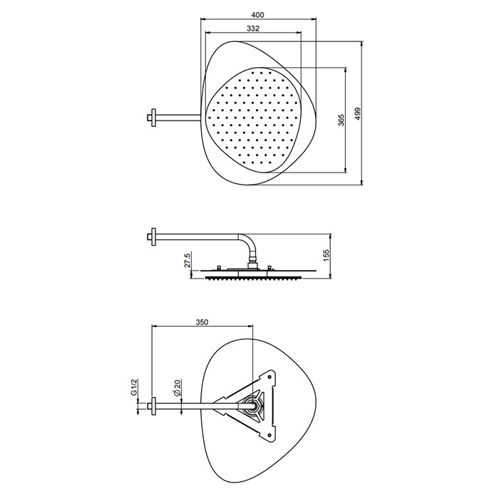 Fima Carlo Frattini верхний душ 49х40см., настенный, cloud soffioni, чёрный арт. f2650nns