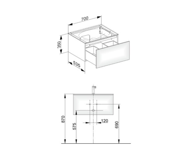 Keuco тумба подвесная под раковину с одним выдвижным фронтом, с внутренней светодиодной подсветкой, edition 11, трюфель арт. 31341 140100