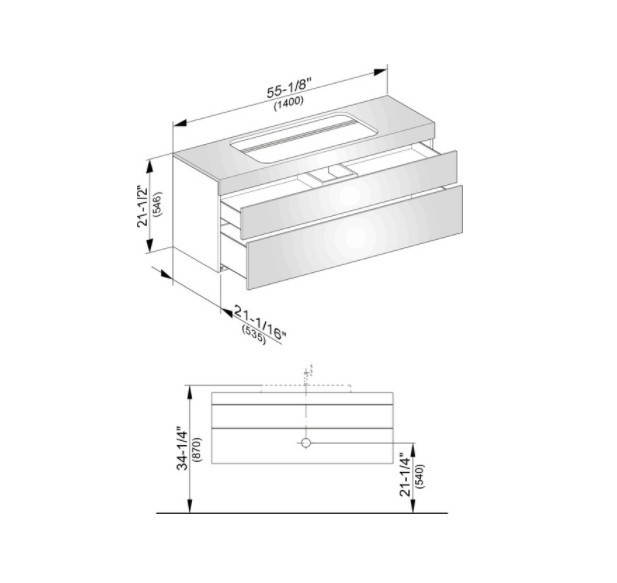 Keuco тумба подвесная под раковину с отверстием под смеситель, с двумя выдвижными ящиками, edition 400, белый арт. 31583 380100