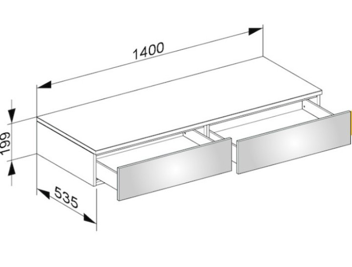 Keuco тумба боковая подвесная с двумя выдвижными фронтальными ящиками, edition 400, белый арт. 31764 380000