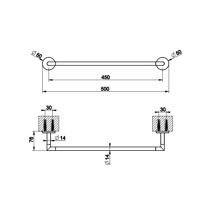 Gessi Настенный полотенцедержатель, 45 см, Anello, 63800#031 цвет: хром