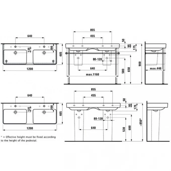 LAUFEN раковина 120x46, PRO S - 8.1496.6.000.104.1