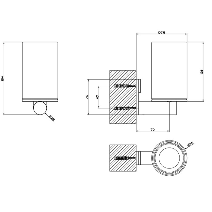Gessi Стакан для зубных щеток настенный, 316, 54707#707 цвет: белый/brushed black metal pvd