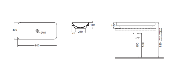 Azzurra Раковина 40x90 Elegance, ELLG090400S0BI/(ESO90 bi)*0 цвет: белый