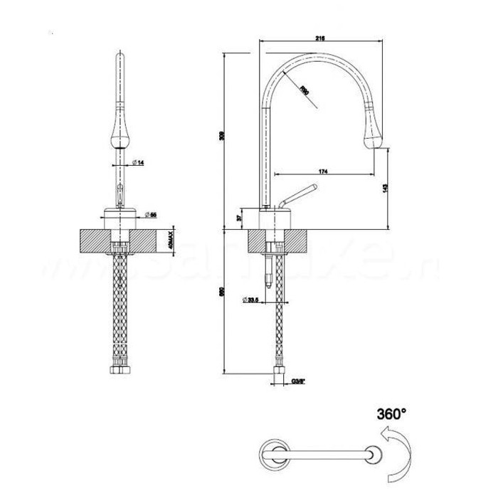 Gessi Смеситель для раковины на 1 отверстие, излив 174мм R=90, Goccia, 33601#279 цвет: белый