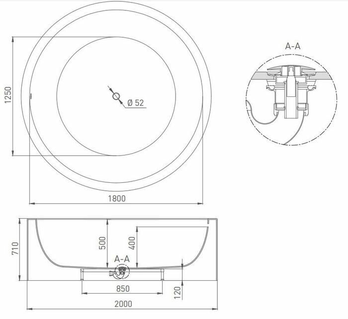 Salini ванна отдельностоящая 200x200, isola, 101111g цвет: глянцевый белый