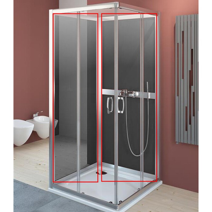Radaway задние стенки для душевого уголка 80x80 профиль хром стекло графит, Premium Plus - 33443-01-05N