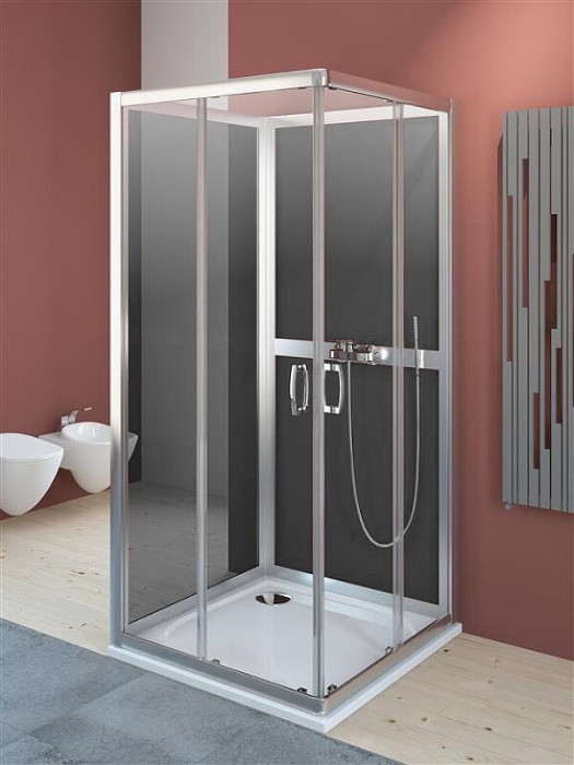 Radaway задние стенки для душевого уголка 80x80 профиль хром стекло графит, Premium Plus - 33443-01-05N