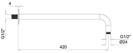 Держатель верхнего душа настенный L42 см с круглым отражателем, Almar Universal, E021115.GM цвет: оружейный металл брашированный PVD