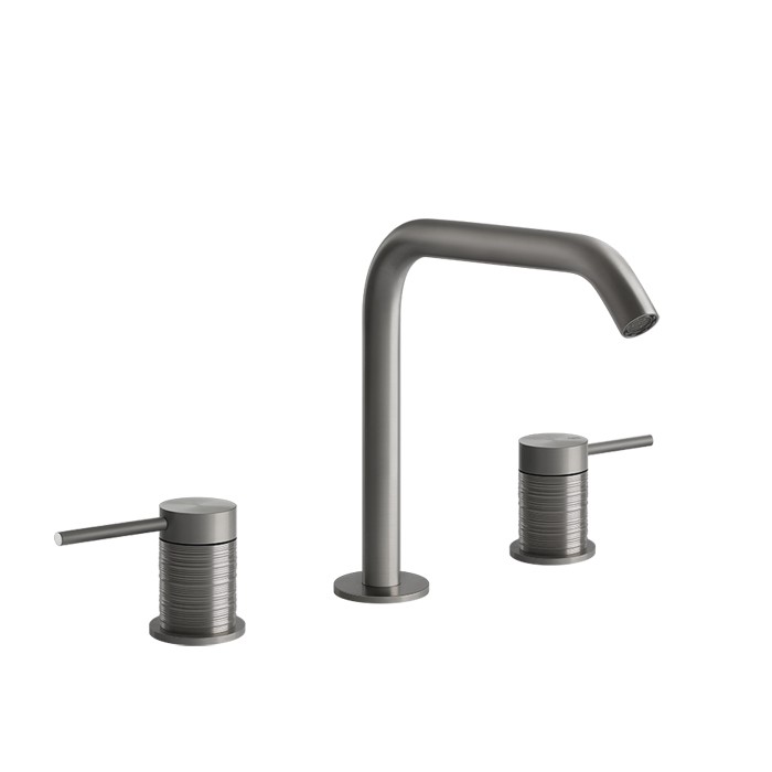 Gessi Смеситель для раковины на 3 отверстия, без донного клапана, Trame, 54312#239 цвет: шлифованная сталь