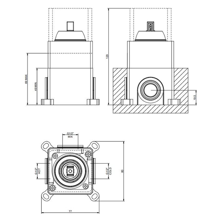 Gessi Встраиваемая часть для однорычажного смесителя, Emporio Via manzoni, 38670#299 цвет: black xl