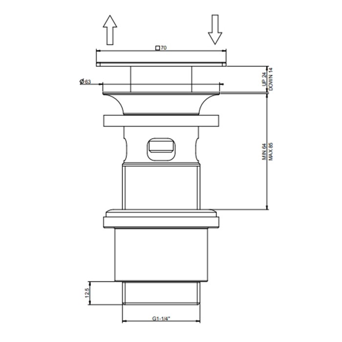 Gessi Автоматический донный клапан “Stop&Go” для раковины c переливом, черный - 29078#707