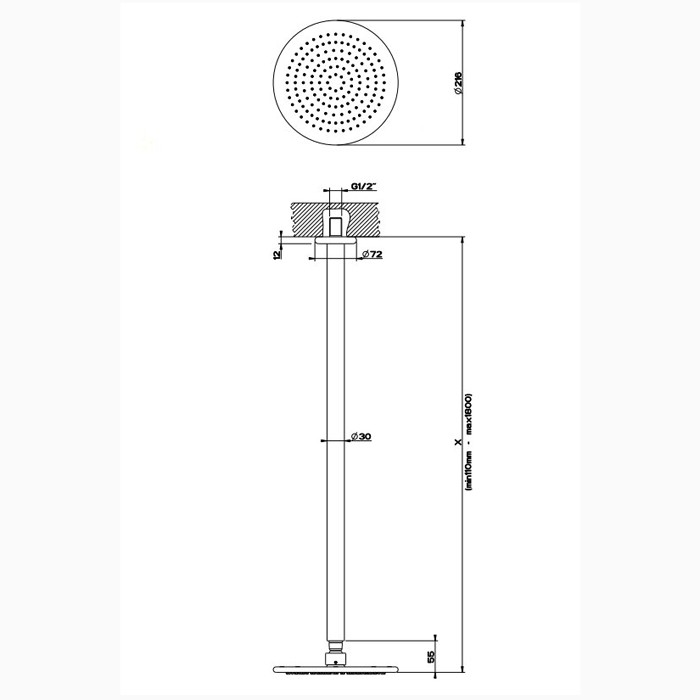 Gessi Верхний душ для потолочного крепления d306мм, Goccia, 33764#031 цвет: хром