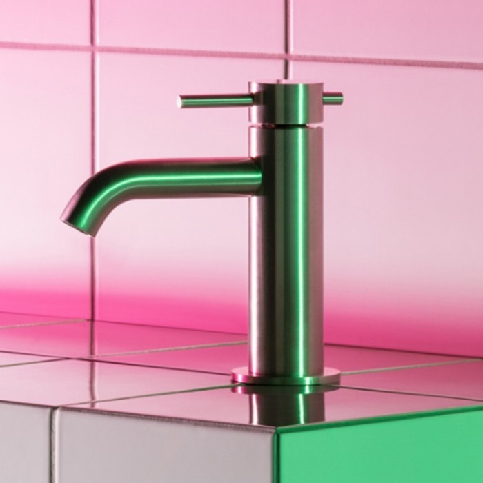 Zucchetti смеситель для раковины, на 1 отверстие, гибкие шланги, helm, матовая нержавеющая сталь арт. zhe687.x