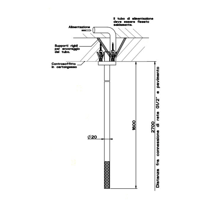 Gessi Излив потолочный с удаленным управлением, Intreccio, 54199#239 цвет: шлифованная сталь