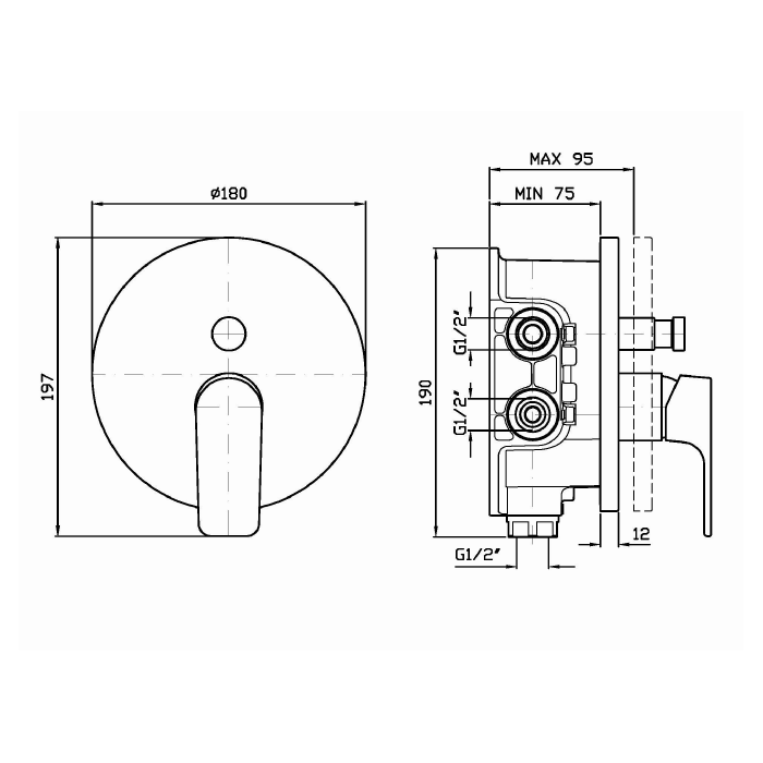 Zucchetti встроенный однорычажный смеситель для ванны, с системой zeta, wind, хром арт. zwn096 r97800
