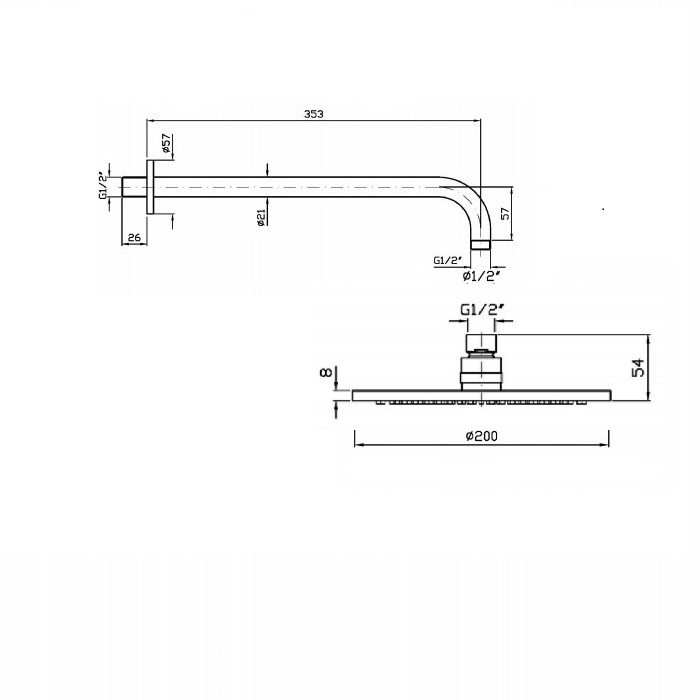 Zucchetti верхний душ, d20см, настенный монтаж 35см., savoir, хром арт. z94265 z93027