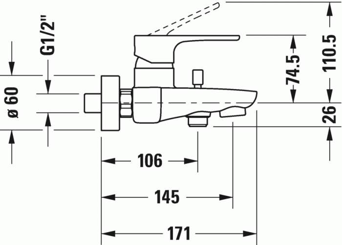 Duravit однорычажный смеситель для ванны, b.1, b15230000010 цвет: хром