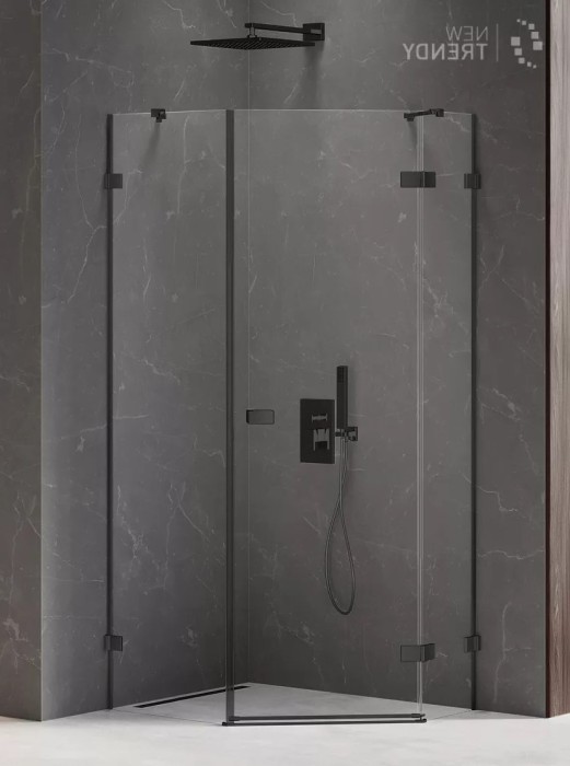 Душевое ограждение r 100x80x200, New trendy Avexa gold, черный арт. EXK-3883
