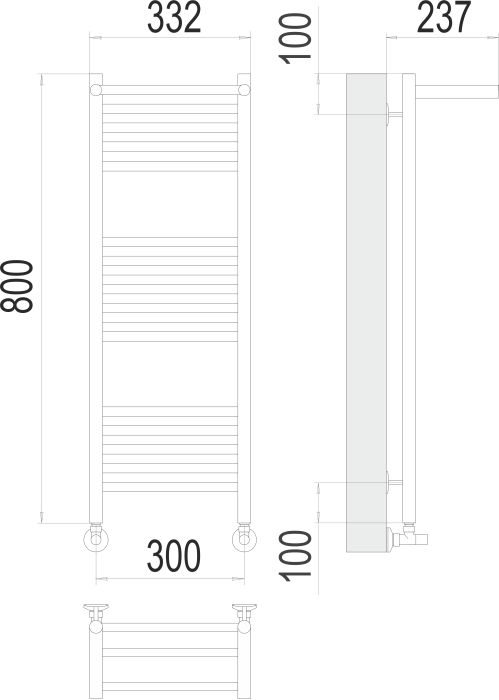 Terminus водяной полотенцесушитель аврора с/п п16 300х800, стандарт арт. 4670078529404