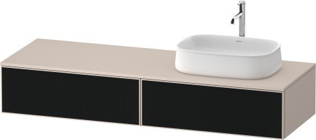 Duravit тумба подвесная с одним вырезом под раковину справа 550 мм х 1600 мм х 281 мм, zencha, ze4814r63830000 цвет: чёрное стекло/серо-коричневый суперматовый