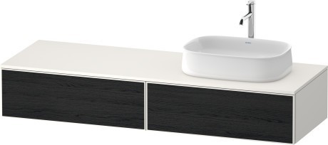 Duravit тумба подвесная с одним вырезом под раковину справа 550 мм х 1600 мм х 281 мм, zencha, ze4814r16840000 цвет: чёрный дуб/белый суперматовый