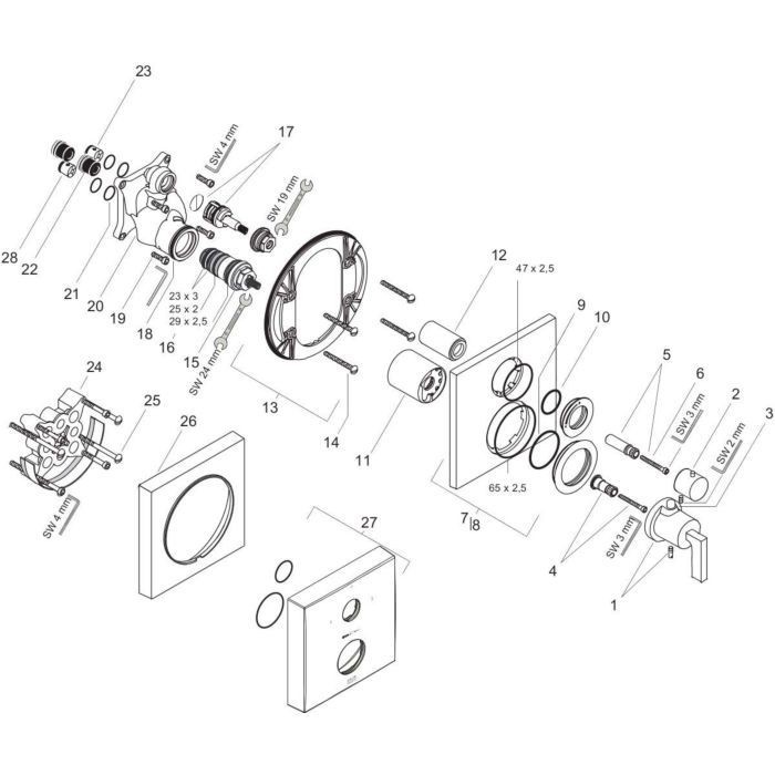 AXOR термостат для душа, с запорным/переключающим вентилем, Citterio, никель арт. 39720820