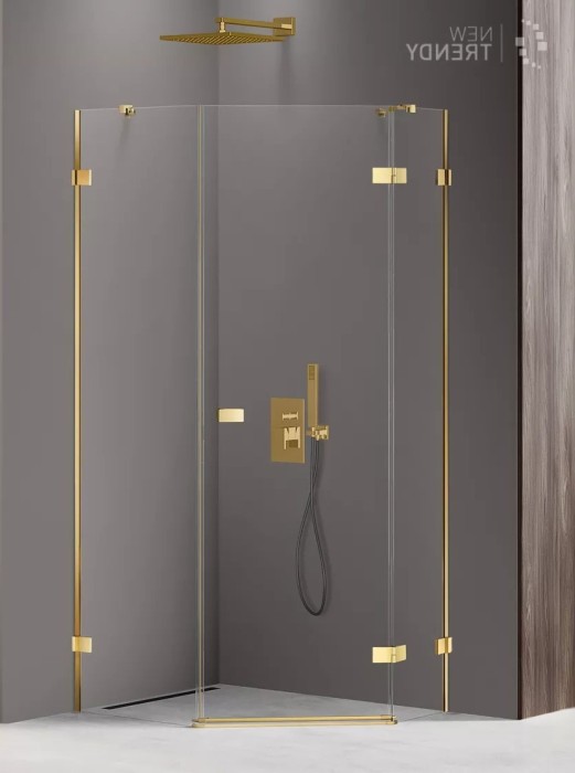Душевое ограждение shine r 100x80x200, New trendy Avexa gold, золото арт. EXK-3850