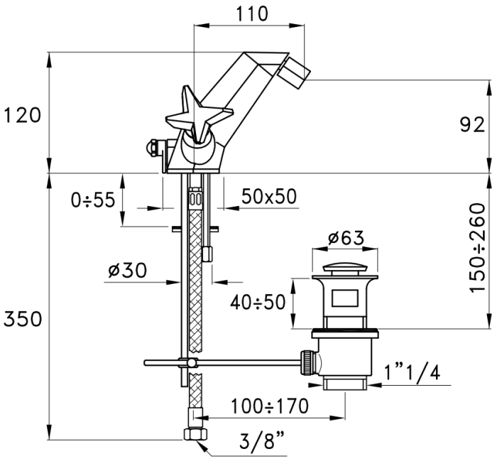 Stella смеситель для биде, хром арт. st00204cr00