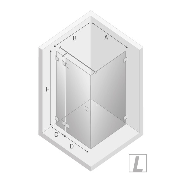 Душевое ограждение eventa l 120x120x200, New trendy Eventa chrome, хром арт. EXK-4497