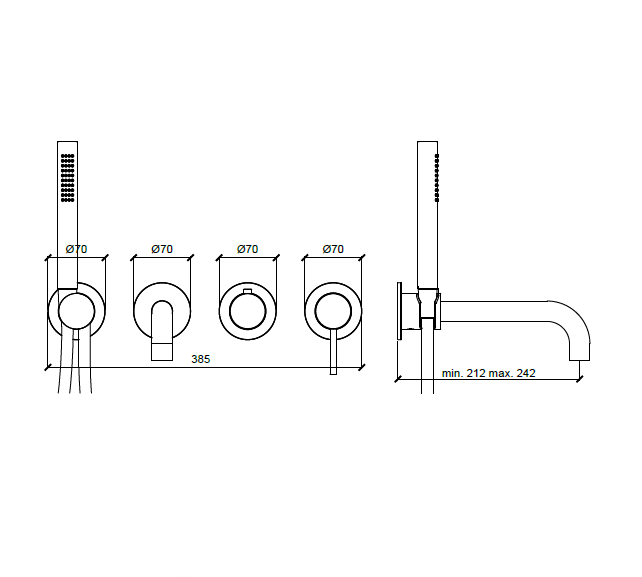 Almar смеситель для ванны и душа 316 collection, арт. e180143 stainless steel aisi 316