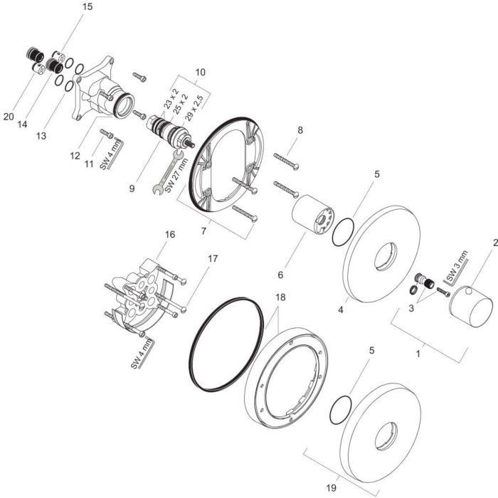 AXOR термостат для душа, Uno, шлифованная медь арт. 38375950