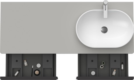 Duravit тумба подвесная под раковину справа 1400 мм х 550 мм и открытой полкой, d-neo, de4950r0707 цвет: бетонно-серый матовый